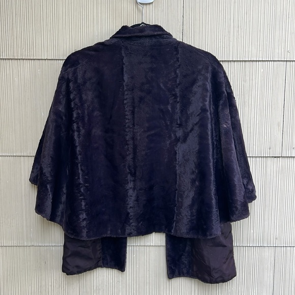 Vintage 1950s Plum Crushed Velvet Cape  OS - Picture 4 of 5